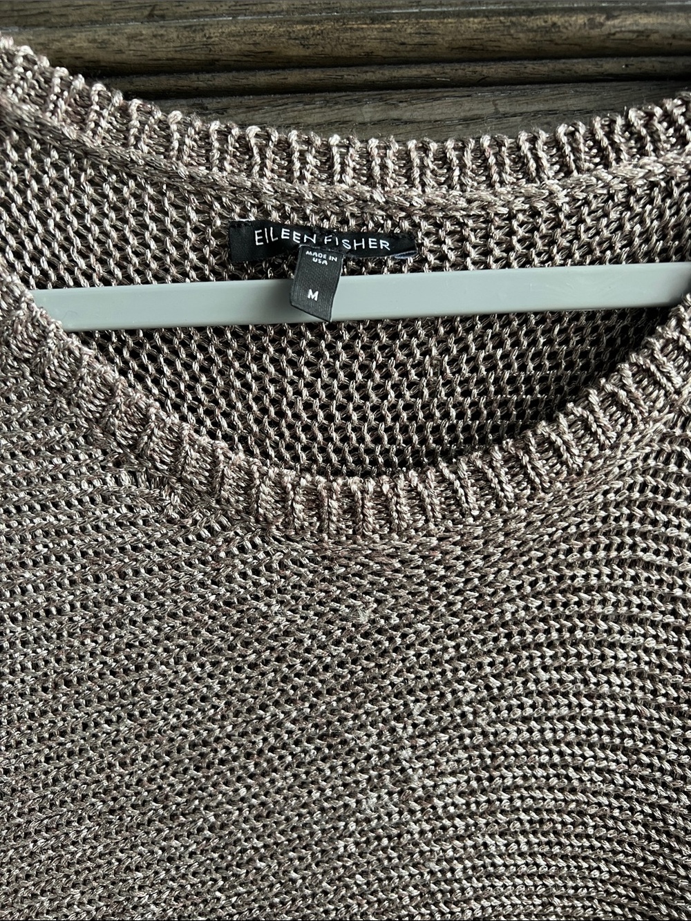 Eileen Fisher Metallic Knit Short Sleeve Sweater Quiet Luxury